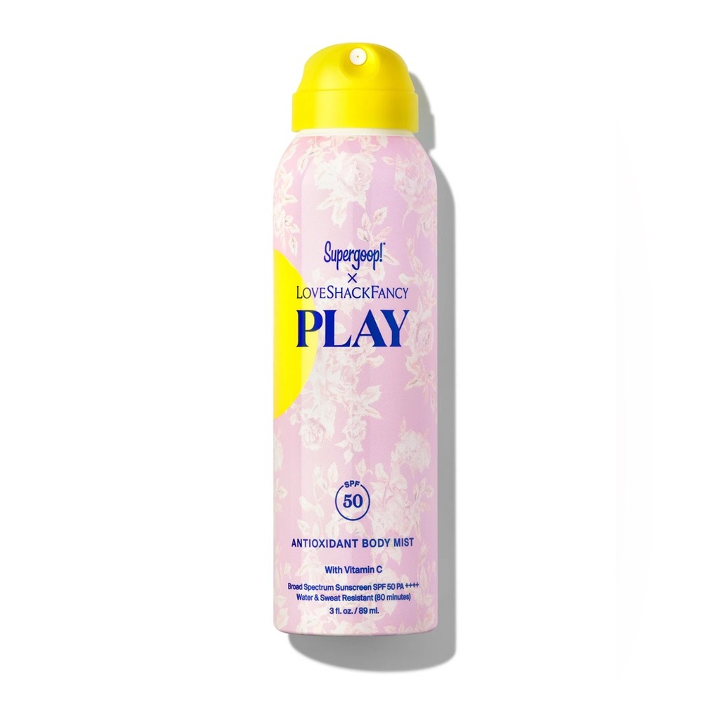 SuperGoop X LoveShackFancy‎ antioxidant body mist sunscreen SPF 50